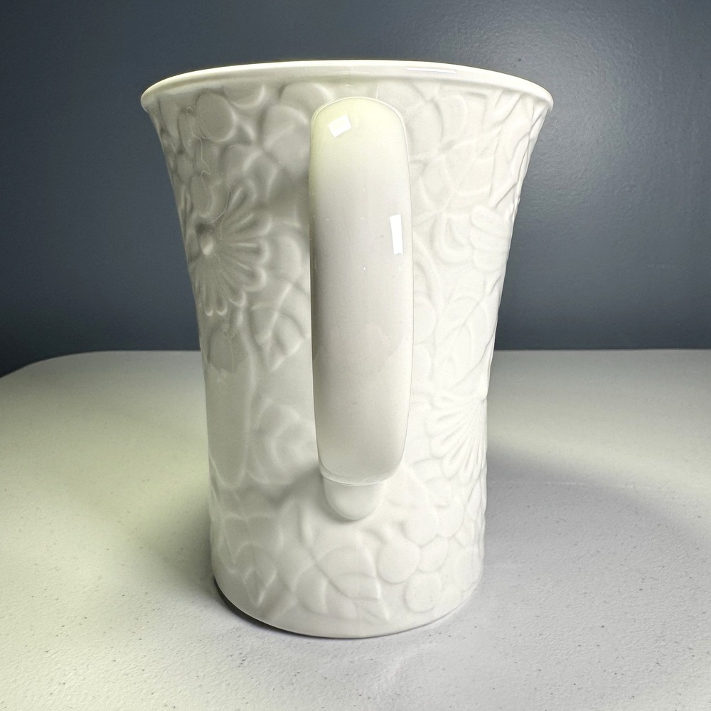 Vintage Pacific Rim Pottery White Pitcher‎ w/Embossed Forest Scene & Bird 6.75" - Picture 5 of 8